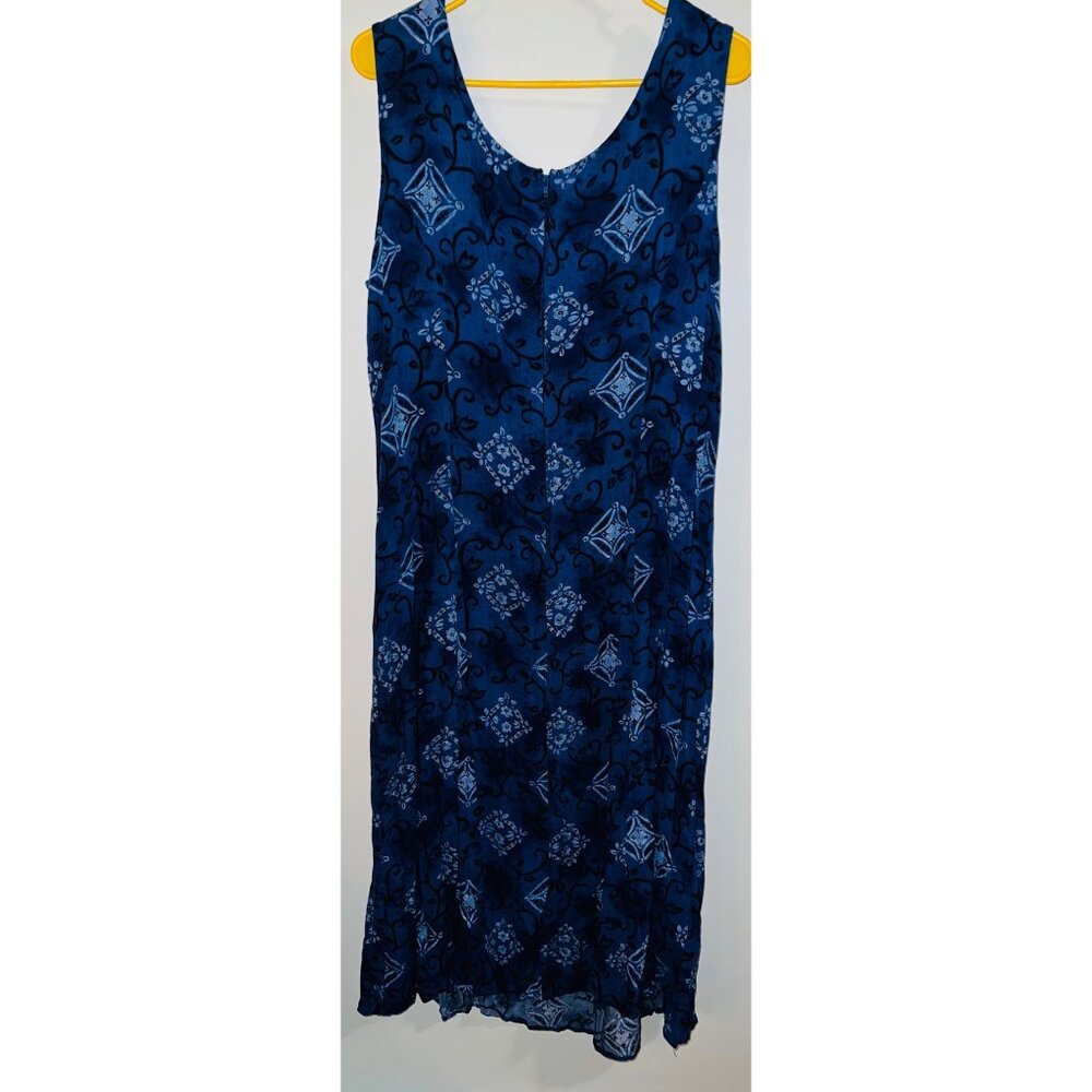 Sleeveless Jaclyn Smith Plus Size 22W Dress Blue & Black Floral Rayon - Picture 2 of 4